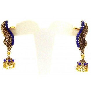 EAR CUFF Golden Oxidized Earring Jhumka Jhumki Ethnic Jewelry Long Dangle E42